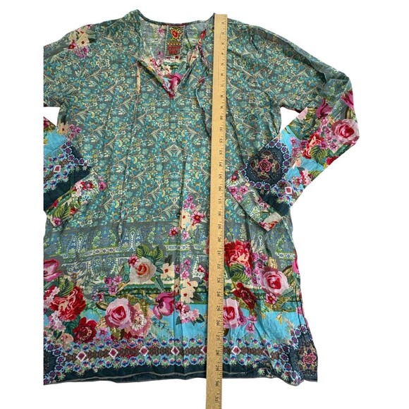 Johnny Was XS Blouse Vibrant Floral Cotton Embroidered Swing L/S Tunic Shirt - Picture 8 of 11
